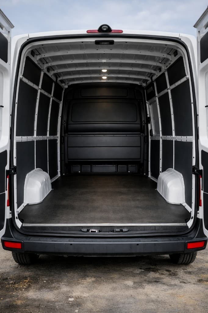 Leerer Transporter nach erfolgreicher Lieferung und Übergabe an die Zieladresse
