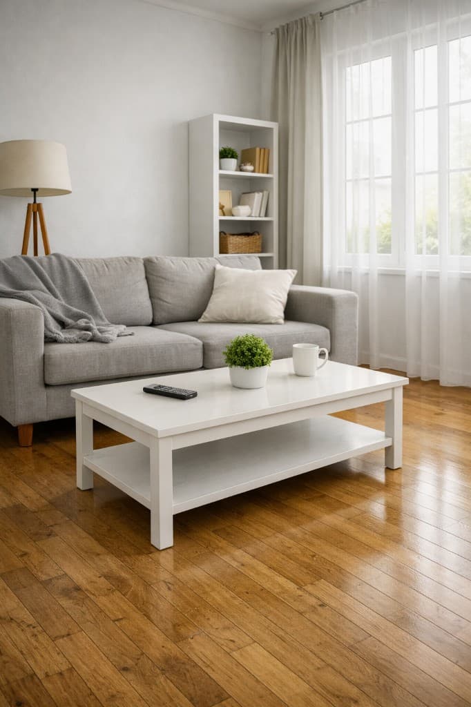 Sauberes, aufgeräumtes Wohnzimmer nach der professionellen Reinigung